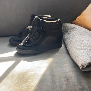 women’s size 7 Vans High top wedges Black